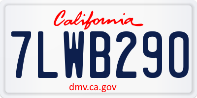 CA license plate 7LWB290