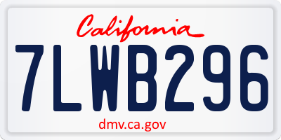 CA license plate 7LWB296