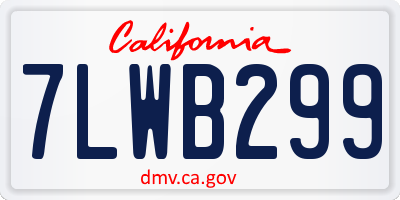 CA license plate 7LWB299