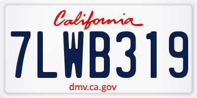 CA license plate 7LWB319