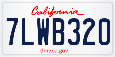 CA license plate 7LWB320