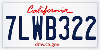 CA license plate 7LWB322