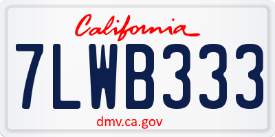 CA license plate 7LWB333