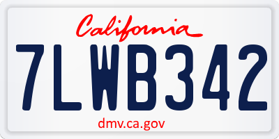 CA license plate 7LWB342