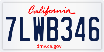 CA license plate 7LWB346