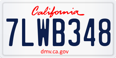 CA license plate 7LWB348