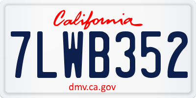CA license plate 7LWB352