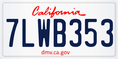 CA license plate 7LWB353