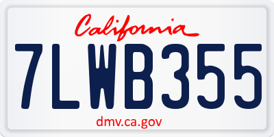 CA license plate 7LWB355