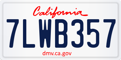 CA license plate 7LWB357