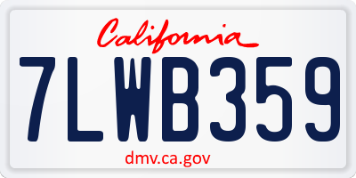 CA license plate 7LWB359