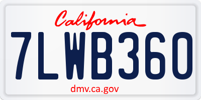 CA license plate 7LWB360
