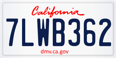 CA license plate 7LWB362