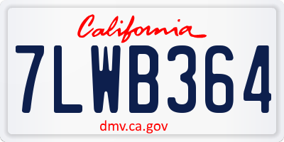 CA license plate 7LWB364