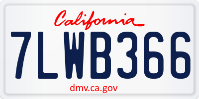 CA license plate 7LWB366