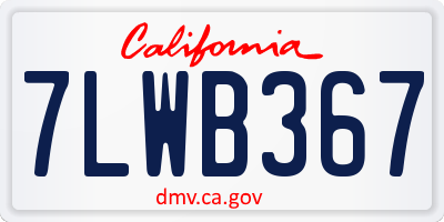 CA license plate 7LWB367