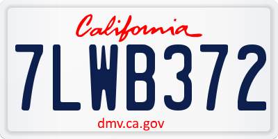 CA license plate 7LWB372