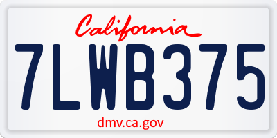 CA license plate 7LWB375
