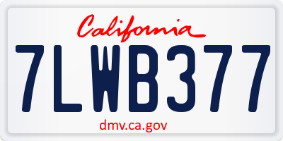 CA license plate 7LWB377