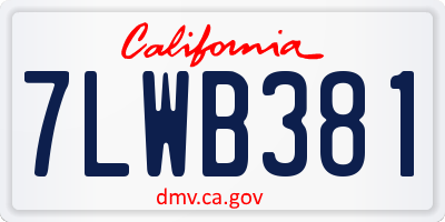 CA license plate 7LWB381