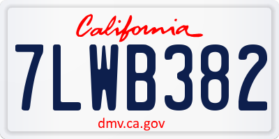 CA license plate 7LWB382