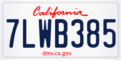CA license plate 7LWB385