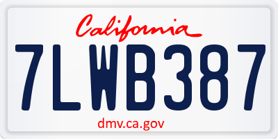CA license plate 7LWB387