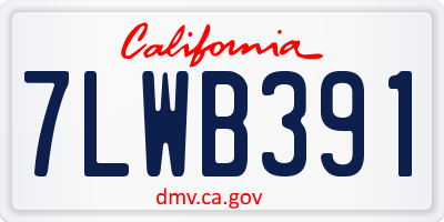 CA license plate 7LWB391