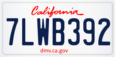 CA license plate 7LWB392