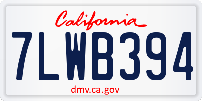 CA license plate 7LWB394