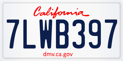 CA license plate 7LWB397