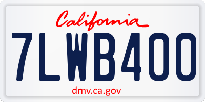 CA license plate 7LWB400