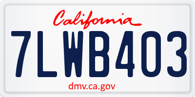 CA license plate 7LWB403