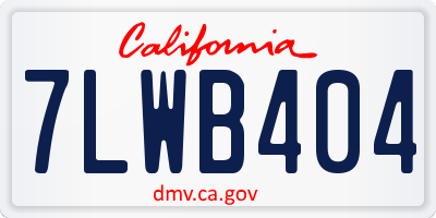 CA license plate 7LWB404