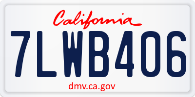 CA license plate 7LWB406