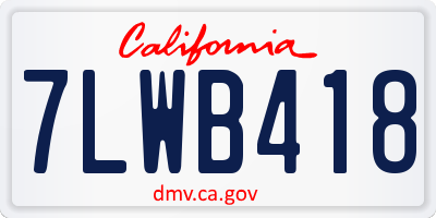 CA license plate 7LWB418