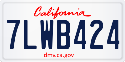 CA license plate 7LWB424