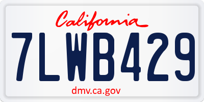 CA license plate 7LWB429