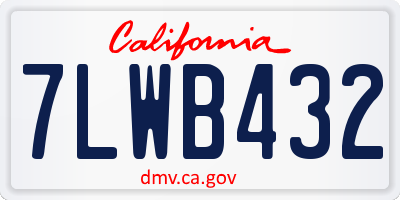 CA license plate 7LWB432