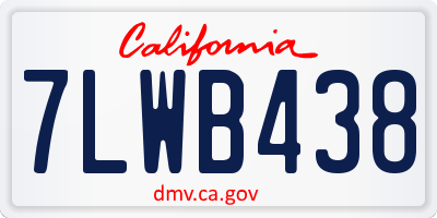 CA license plate 7LWB438