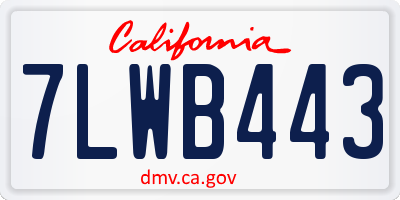 CA license plate 7LWB443