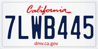 CA license plate 7LWB445
