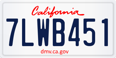 CA license plate 7LWB451
