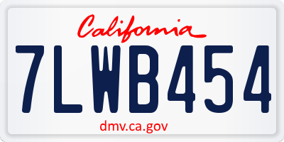CA license plate 7LWB454