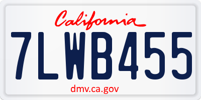 CA license plate 7LWB455