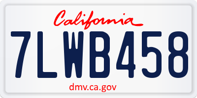 CA license plate 7LWB458