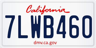 CA license plate 7LWB460