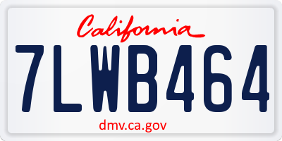CA license plate 7LWB464