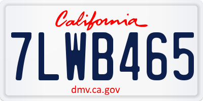 CA license plate 7LWB465