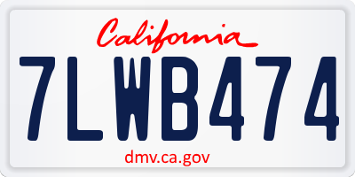 CA license plate 7LWB474